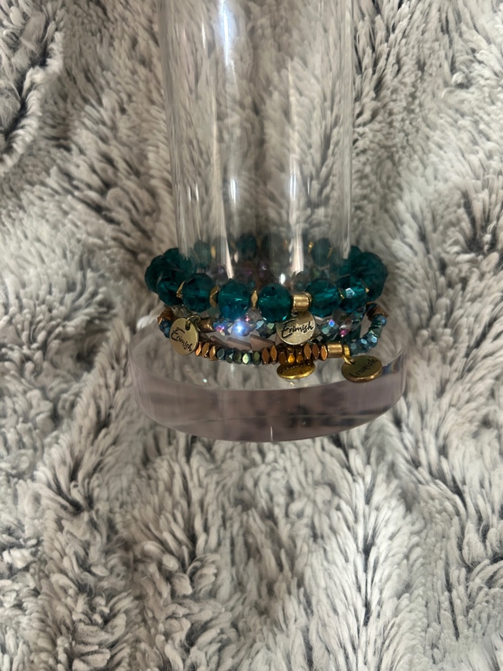 Erimish Teal and Gold Beaded Bracelet Stack - Picture 2 of 2